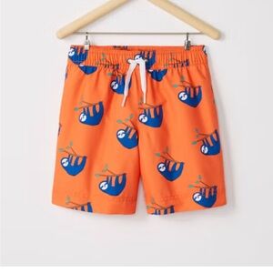 Hanna Andersson Bright Orange Sloth Swim Trunks
